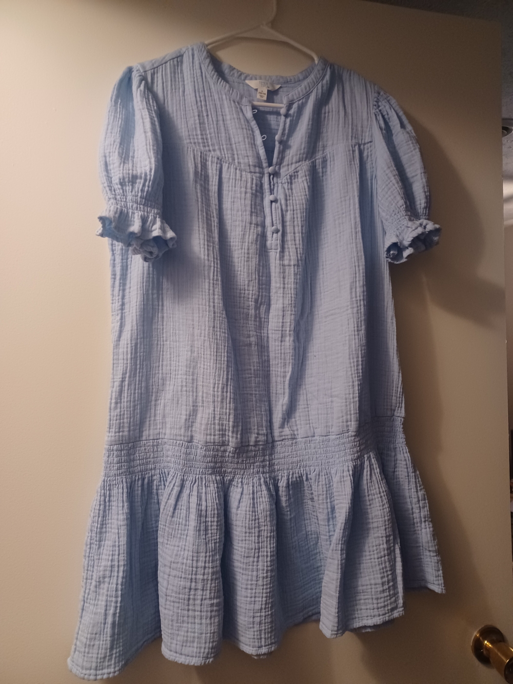 Time and Tru Light Blue Cotton Gauze Midi Dress